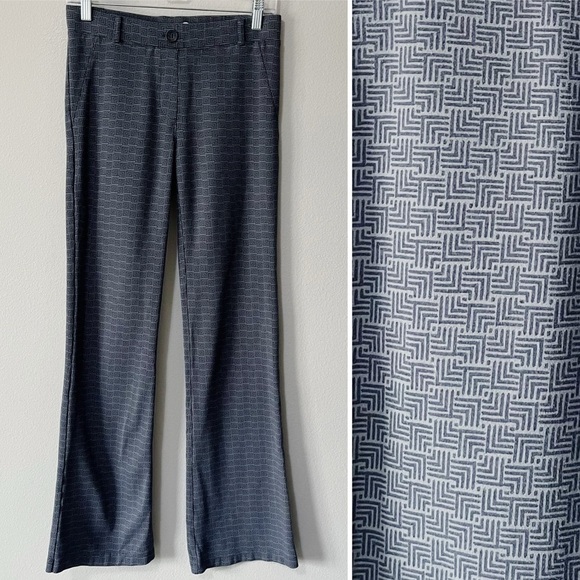 BetaBrand Gray Geometric Print Two-Pocket Dress Pant Yoga Pants Size Small Long - Picture 1 of 8